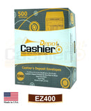 Cashier Depot EZ400 Cashier's Deposit Report Envelope, 4 1/8" x 9 1/2", Premium 24lb Kraft, Gum Flap, 500/Box - Select Office Supplies