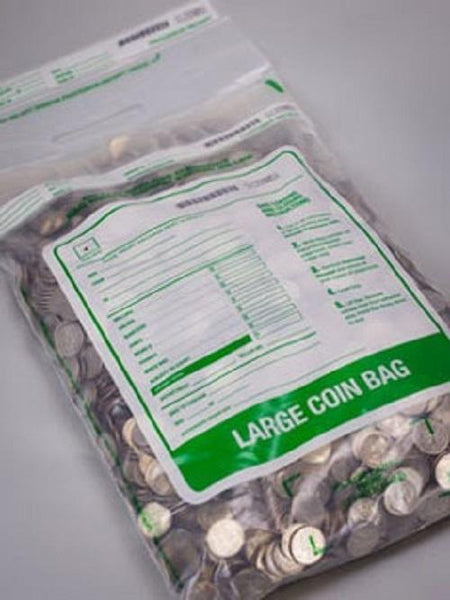 Cashier Depot Coin Bags 12" x 22" Large, Clear, 50 Bags - Select Office Supplies