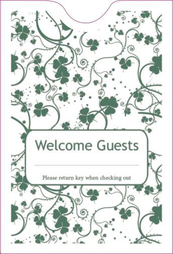Cashier Depot "Welcome Guest" Keycard Sleeve, 2 3/8" X 3 1/2", Olive Green, 24lb., 500/Box - Select Office Supplies