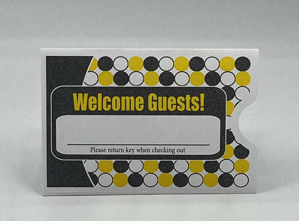 Hotel/ Motel "Welcome Guest" Keycard Sleeve, 2 3/8" X 3 1/2", Printed in Gray/Yellow, Premium 24lb. Paper, 500/Box (KCY42GY) - Select Office Supplies