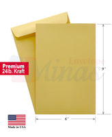 Minas Envelope 6" x 9" Catalog (Open End) Envelopes, Premium 24lb. Kraft, Gum Flap, 100/Box - Select Office Supplies