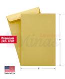 Minas Envelope 6" x 9" Catalog (Open End) Envelopes, Premium 24lb. Kraft, Gum Flap, 500/Box - Select Office Supplies