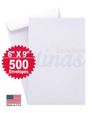 Minas Envelope 6" x 9" Catalog (Open End) Envelopes, Premium 24lb. White, Gum Flap, 500/Box - Select Office Supplies