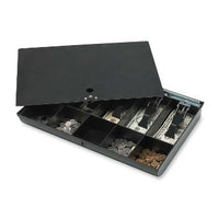 Money Tray, with Locking Cover, 16 x 11 x 2-1/4 Inches, Plastic Frame, Black - Select Office Supplies